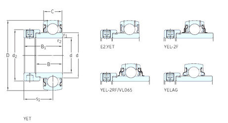 підшипник YET206-103 SKF